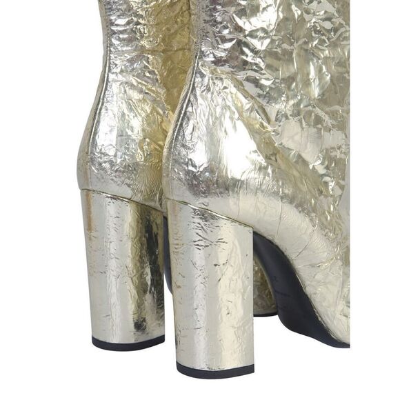 NWT Saint Laurent Lou crinkle foil leather bootie size 37/ 7 US - Picture 3 of 16